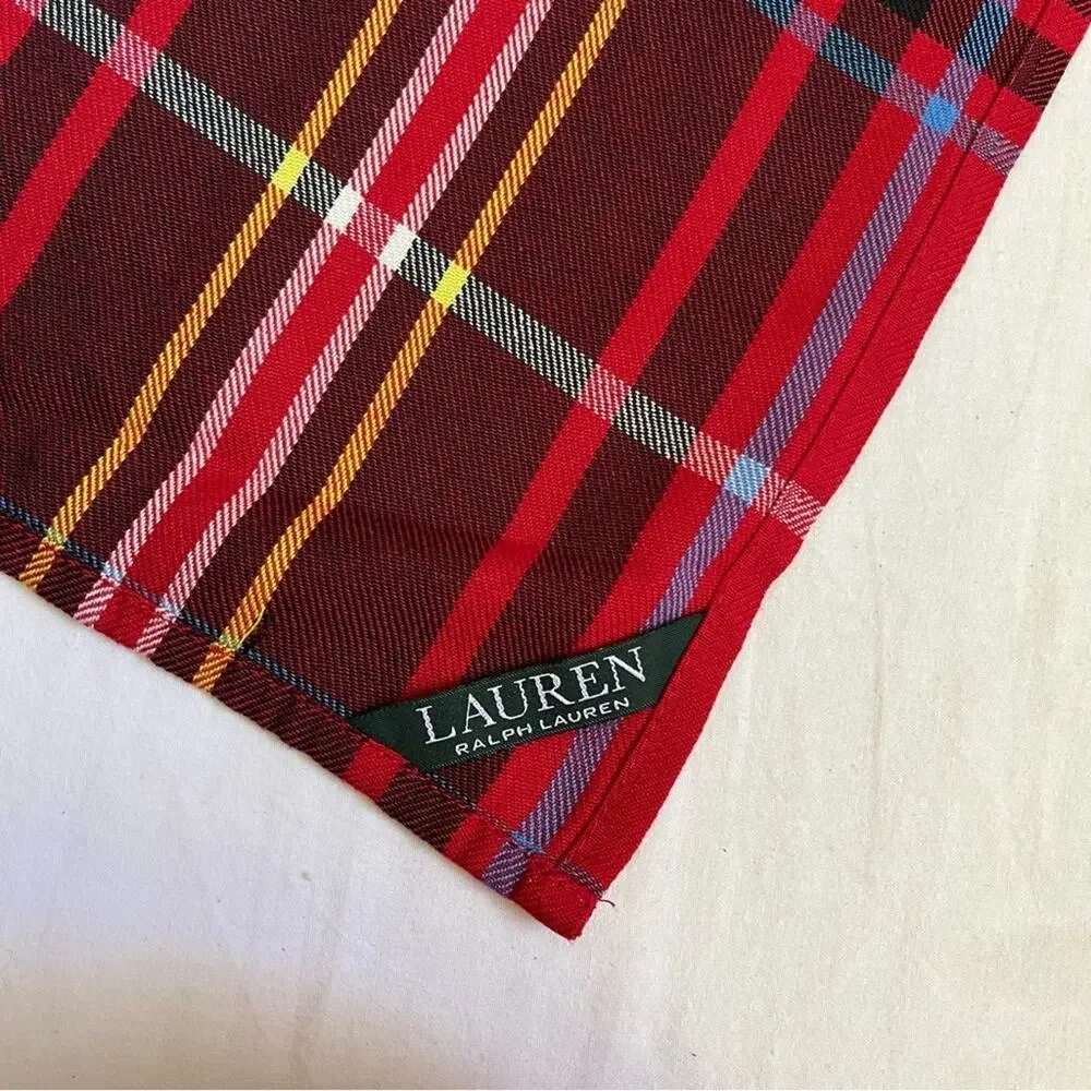 Ralph Lauren 100% Cotton Red Plaid Napkins (Set of 2) Preppy Holiday